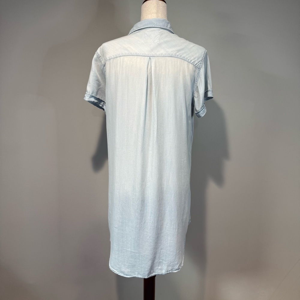 Rails Vintage Wash Chambray Short Sleeve Shirt Dress Lace Up Front Coastal S - Picture 9 of 14